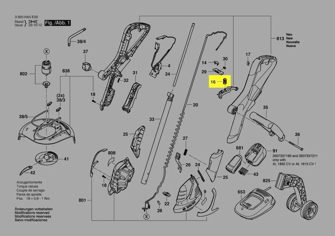 Ressort de rappel gachette coupe-bordure réf. 2 609 005 925 BOSCH